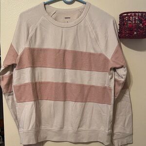 Sonoma Tan fleece stripe and Cream  Sweatshirt size L